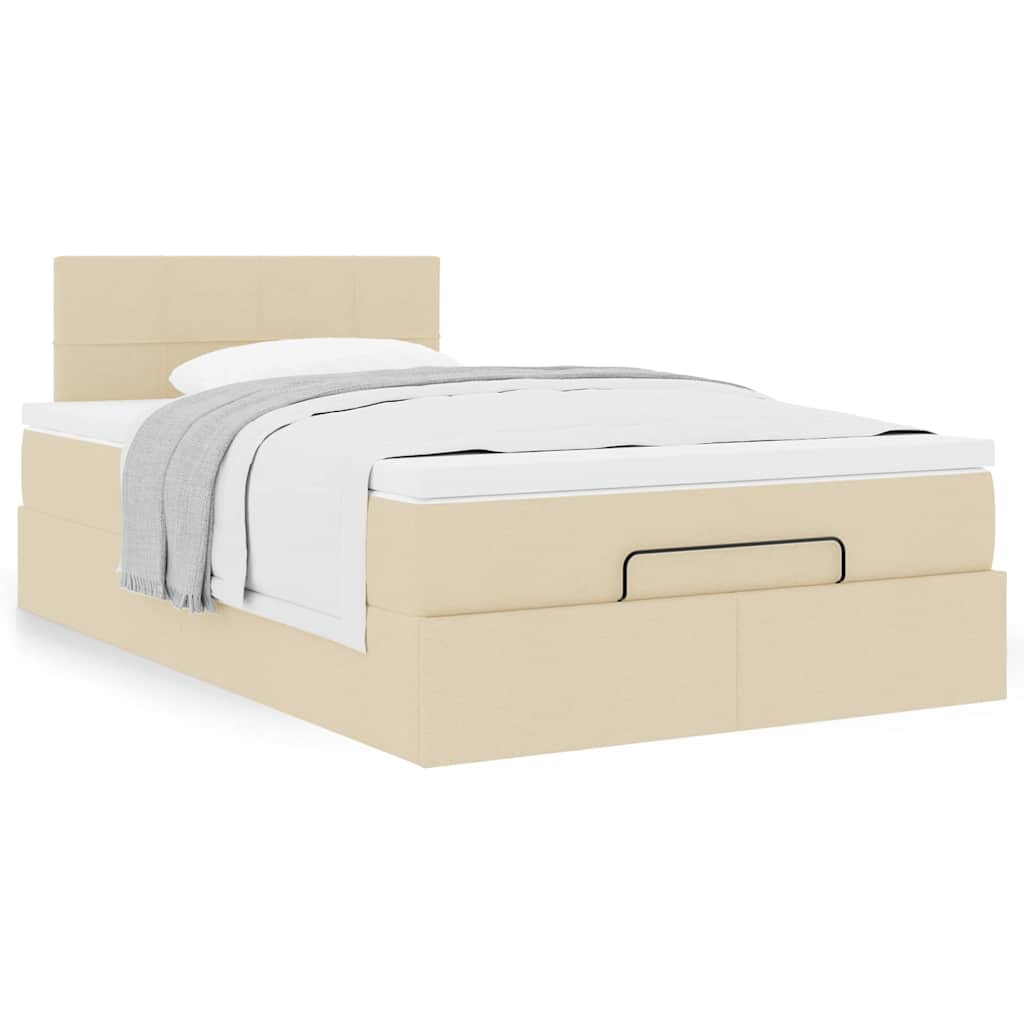vidaXL Ottoman-Bett mit Matratze Creme 120x200 cm Stoff
