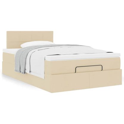 vidaXL Ottoman-Bett mit Matratze Creme 120x200 cm Stoff