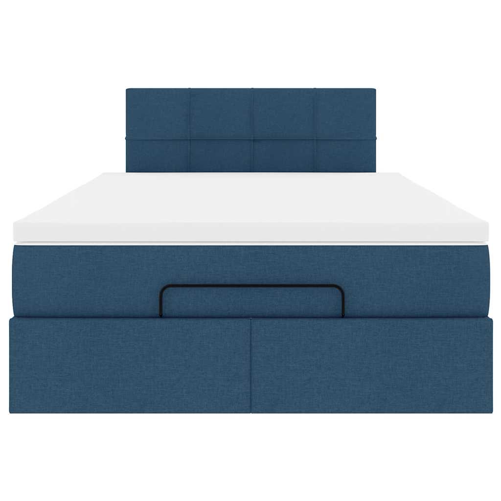 vidaXL Ottoman-Bett mit Matratze Blau 120x200 cm Stoff