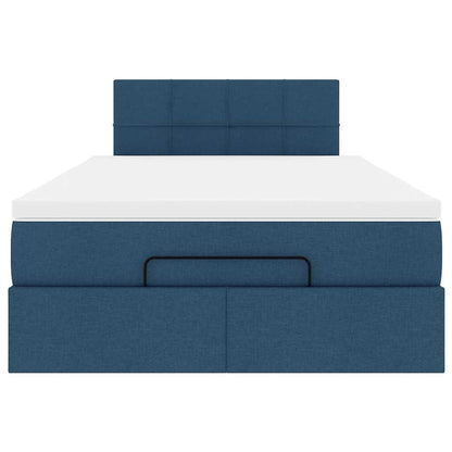 vidaXL Ottoman-Bett mit Matratze Blau 120x200 cm Stoff