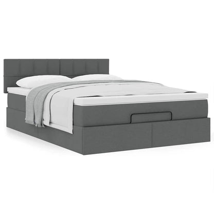 vidaXL Ottoman-Bett mit Matratze Dunkelgrau 140x190 cm Stoff