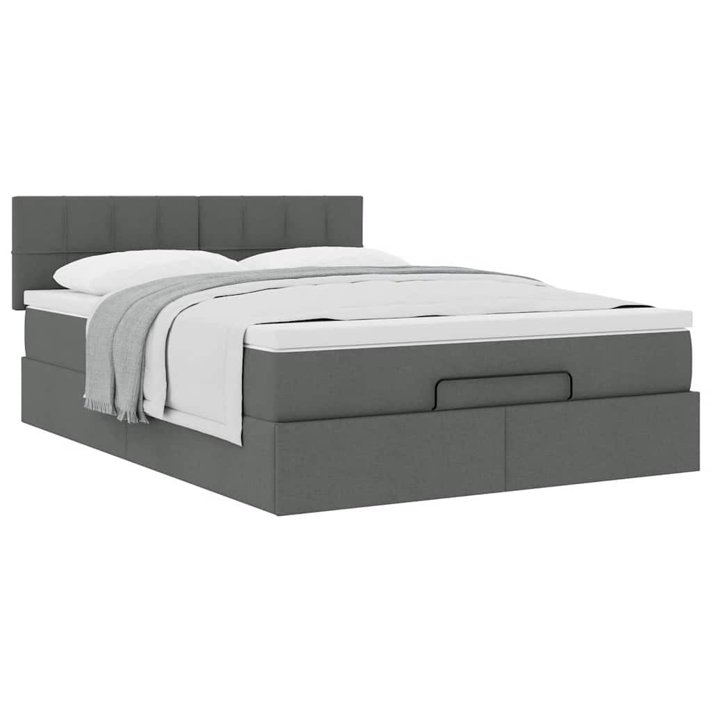 vidaXL Ottoman-Bett mit Matratze Dunkelgrau 140x190 cm Stoff