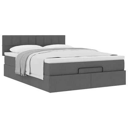vidaXL Ottoman-Bett mit Matratze Dunkelgrau 140x190 cm Stoff