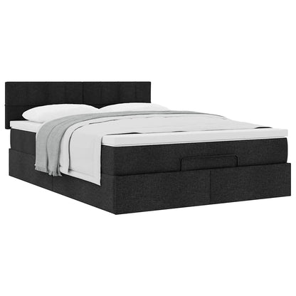 vidaXL Ottoman-Bett mit Matratze Schwarz 140x190 cm Stoff