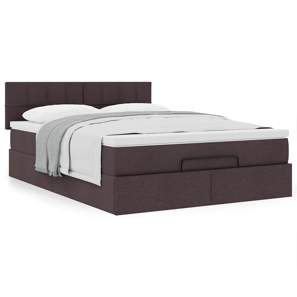 vidaXL Ottoman-Bett mit Matratze Dunkelbraun 140x190 cm Stoff