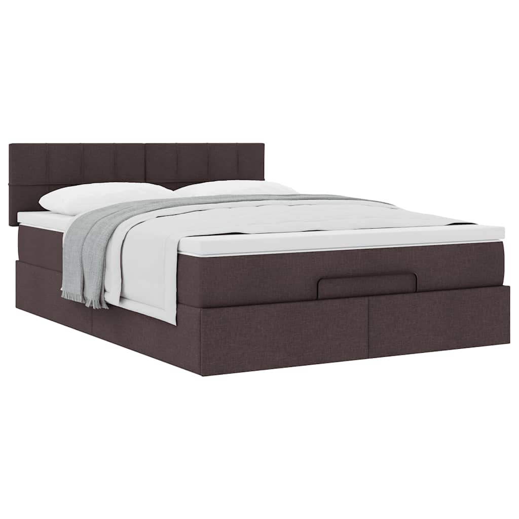vidaXL Ottoman-Bett mit Matratze Dunkelbraun 140x190 cm Stoff