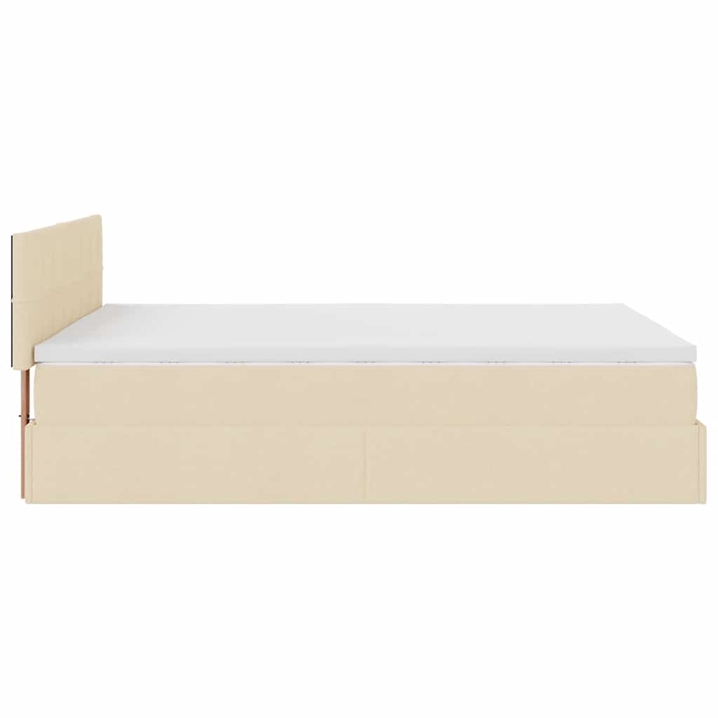 Ottoman-Bett mit Matratze Creme 140x190 cm Stoff