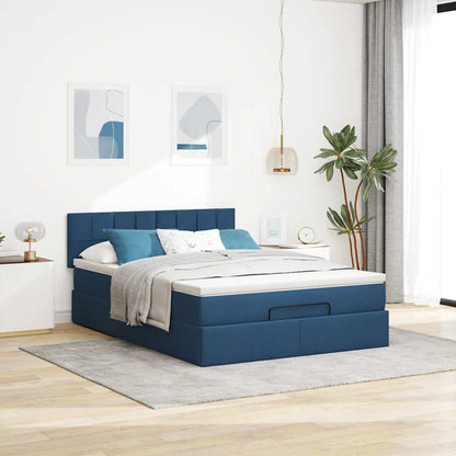 vidaXL Ottoman-Bett mit Matratze Blau 140x190 cm Stoff