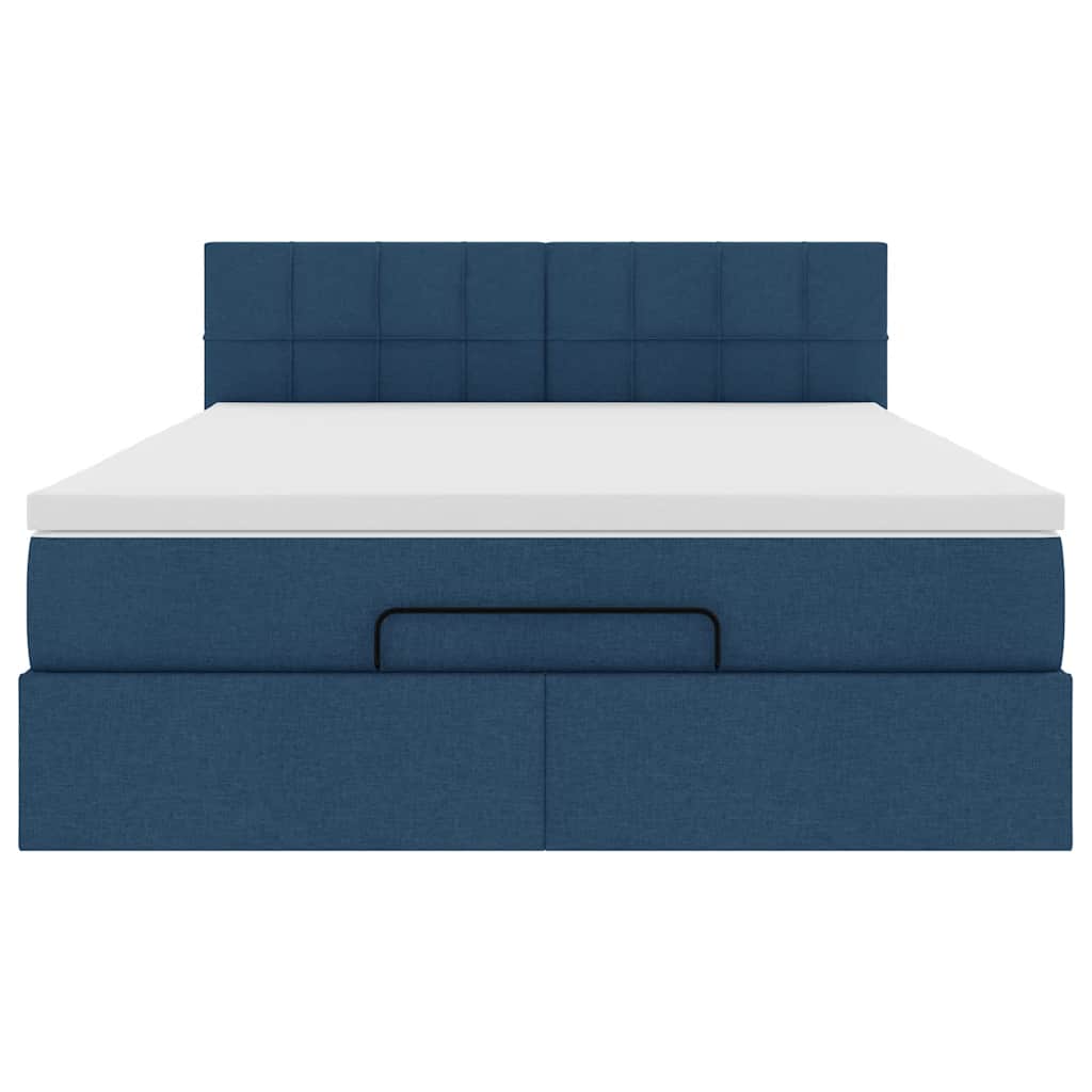 vidaXL Ottoman-Bett mit Matratze Blau 140x190 cm Stoff