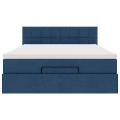 vidaXL Ottoman-Bett mit Matratze Blau 140x190 cm Stoff