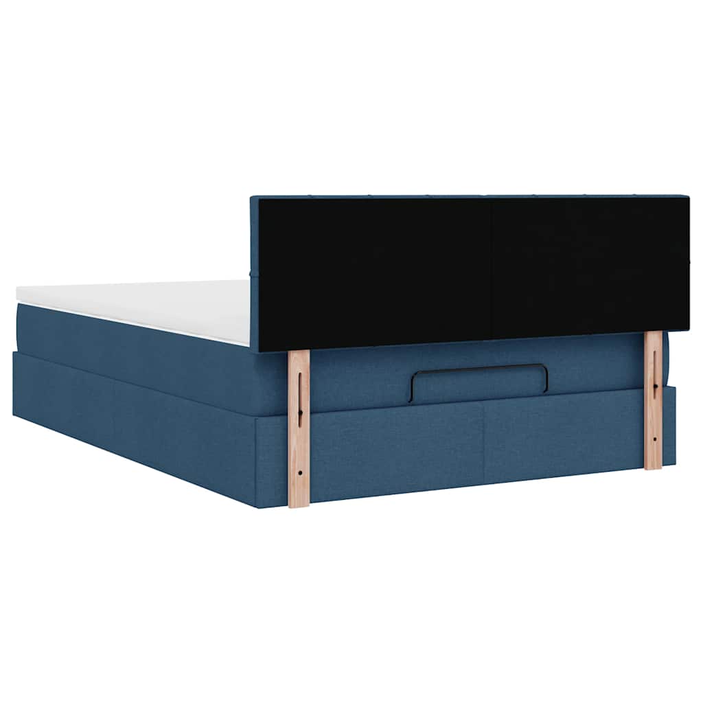 vidaXL Ottoman-Bett mit Matratze Blau 140x190 cm Stoff