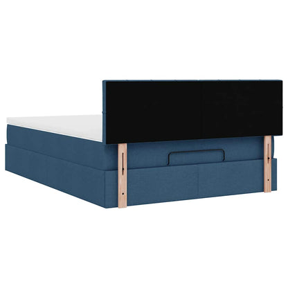 vidaXL Ottoman-Bett mit Matratze Blau 140x190 cm Stoff