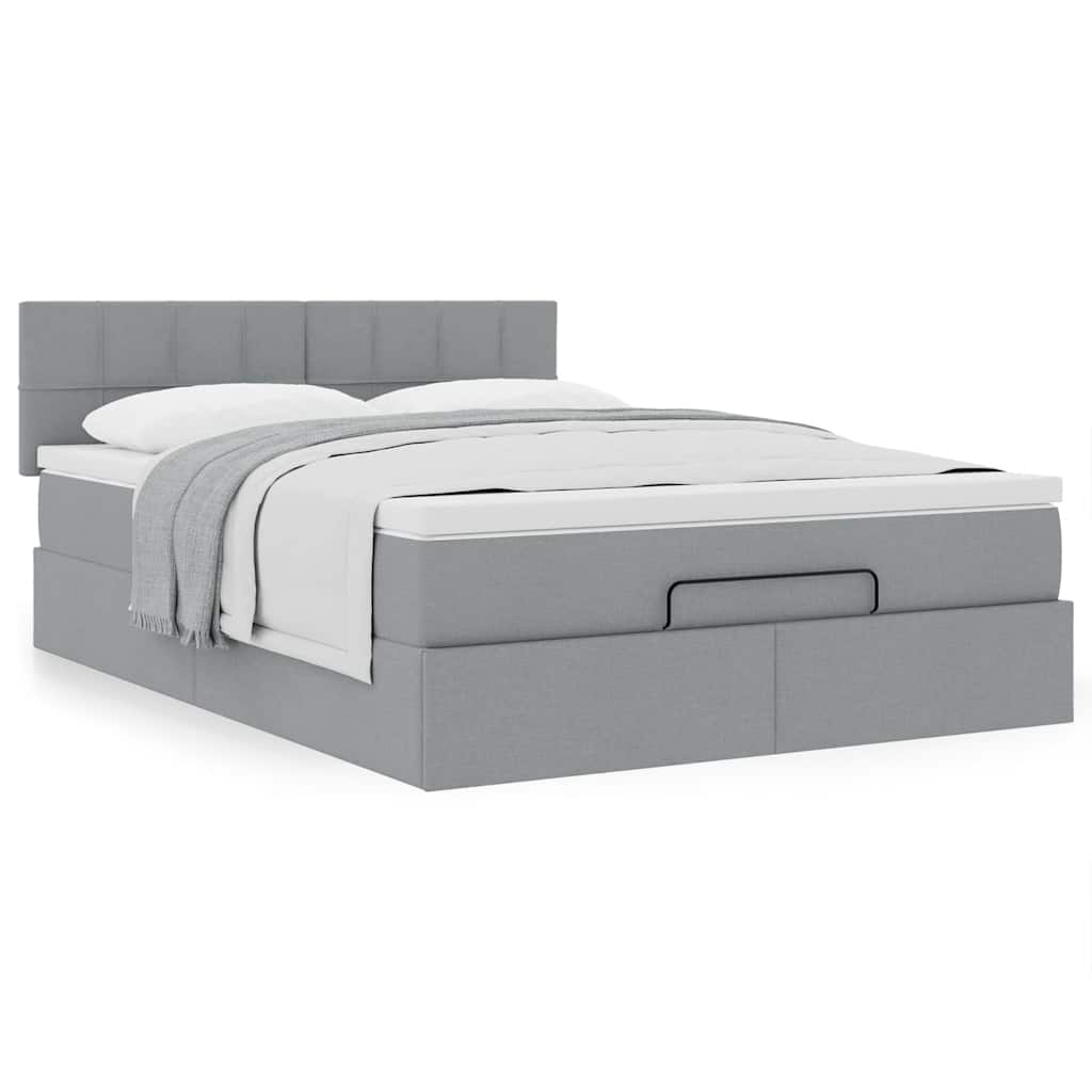 vidaXL Lit ottoman avec matelas Gris clair 140x200 cm Tissu