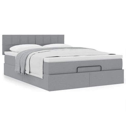vidaXL Lit ottoman avec matelas Gris clair 140x200 cm Tissu