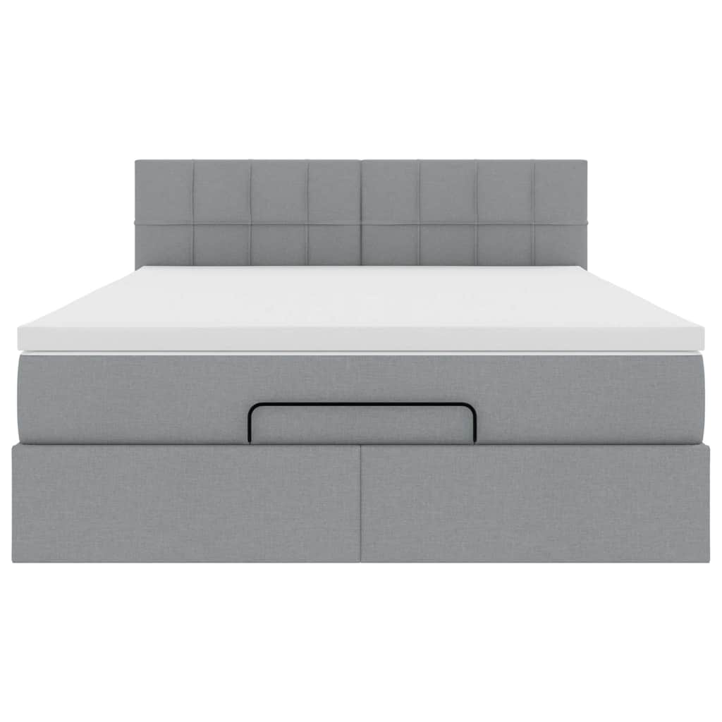 Ottoman-Bett mit Matratze Hellgrau 140x200 cm Stoff