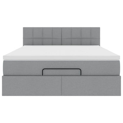 Ottoman-Bett mit Matratze Hellgrau 140x200 cm Stoff