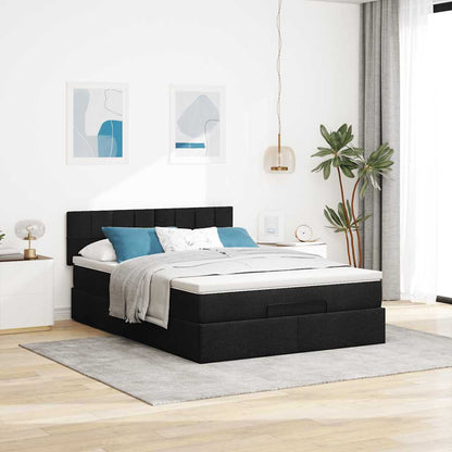 vidaXL Ottoman-Bett mit Matratze Schwarz 140x200 cm Stoff