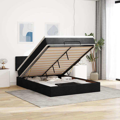 vidaXL Ottoman-Bett mit Matratze Schwarz 140x200 cm Stoff