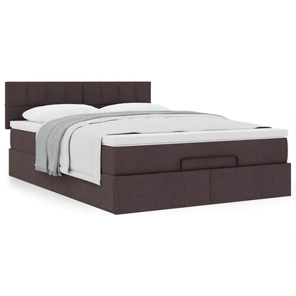 vidaXL Ottoman-Bett mit Matratze Dunkelbraun 140x200 cm Stoff
