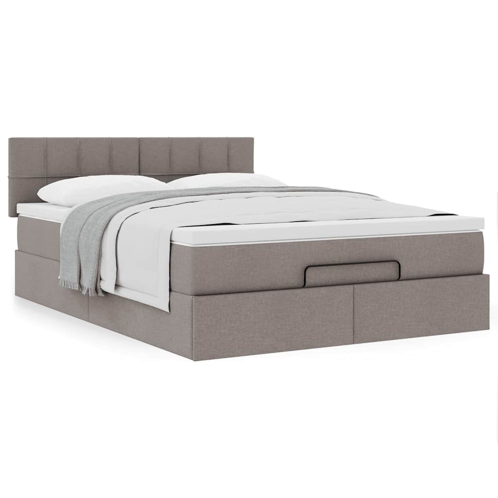 vidaXL Lit ottoman avec matelas Tissu taupe 140x200 cm