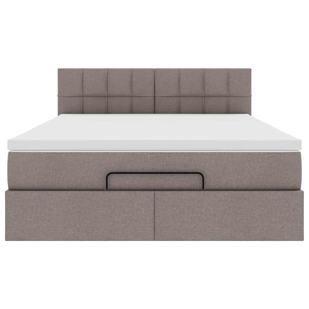 vidaXL Lit ottoman avec matelas Tissu taupe 140x200 cm