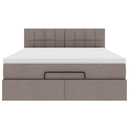vidaXL Lit ottoman avec matelas Tissu taupe 140x200 cm
