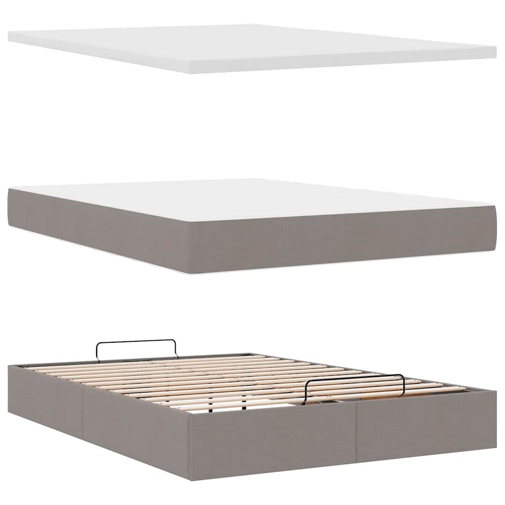 vidaXL Lit ottoman avec matelas Tissu taupe 140x200 cm