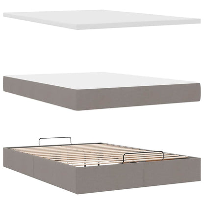 vidaXL Lit ottoman avec matelas Tissu taupe 140x200 cm