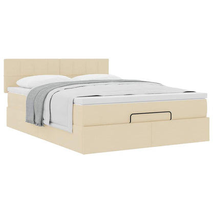 vidaXL Lit ottoman avec matelas crème 140x200 cm Tissu