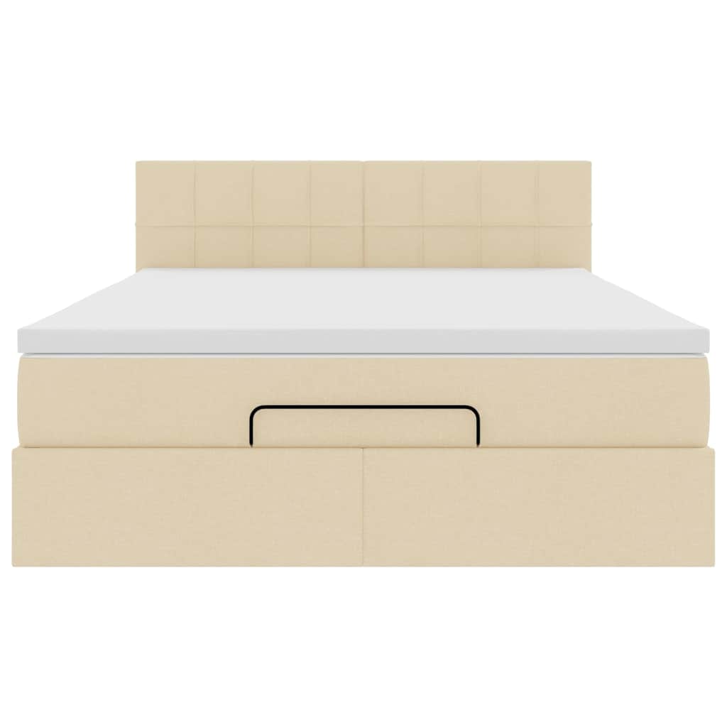 vidaXL Lit ottoman avec matelas crème 140x200 cm Tissu
