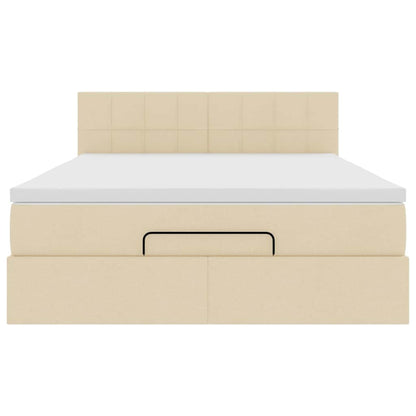 vidaXL Lit ottoman avec matelas crème 140x200 cm Tissu
