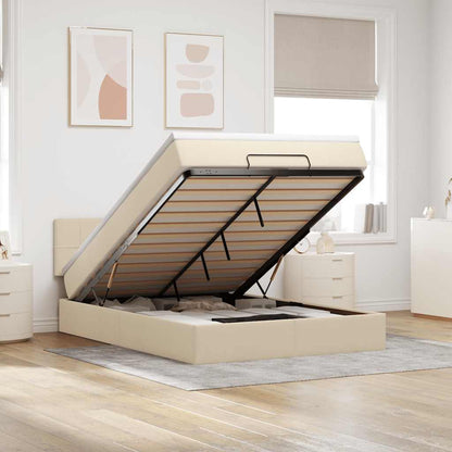 vidaXL Lit ottoman avec matelas crème 140x200 cm Tissu