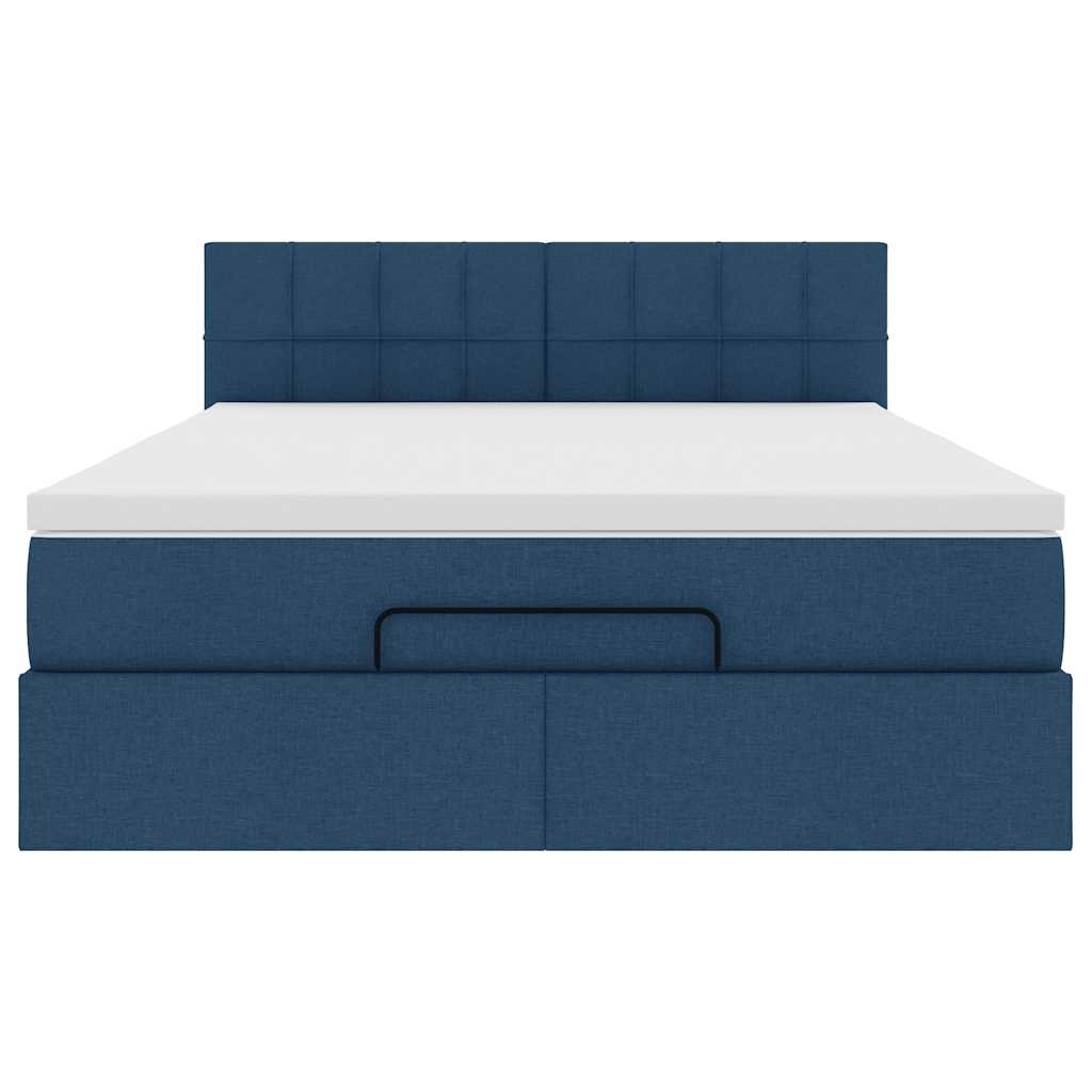 vidaXL Ottoman-Bett mit Matratze Blau 140x200 cm Stoff