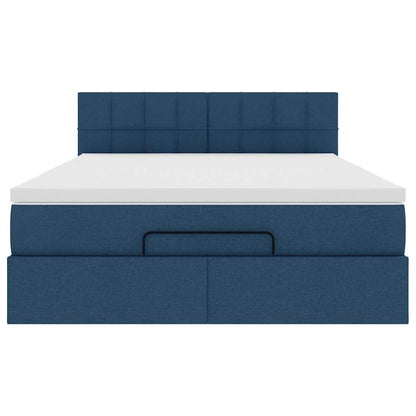 vidaXL Ottoman-Bett mit Matratze Blau 140x200 cm Stoff