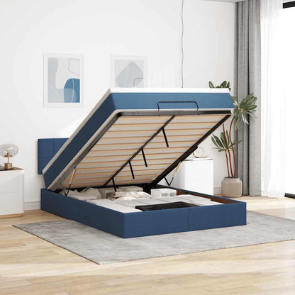 vidaXL Ottoman-Bett mit Matratze Blau 140x200 cm Stoff