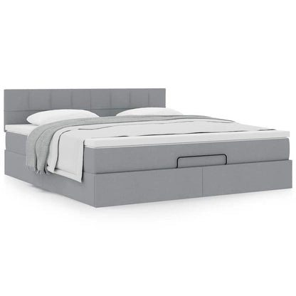 vidaXL Ottoman-Bett mit Matratze Hellgrau 160x200 cm Stoff