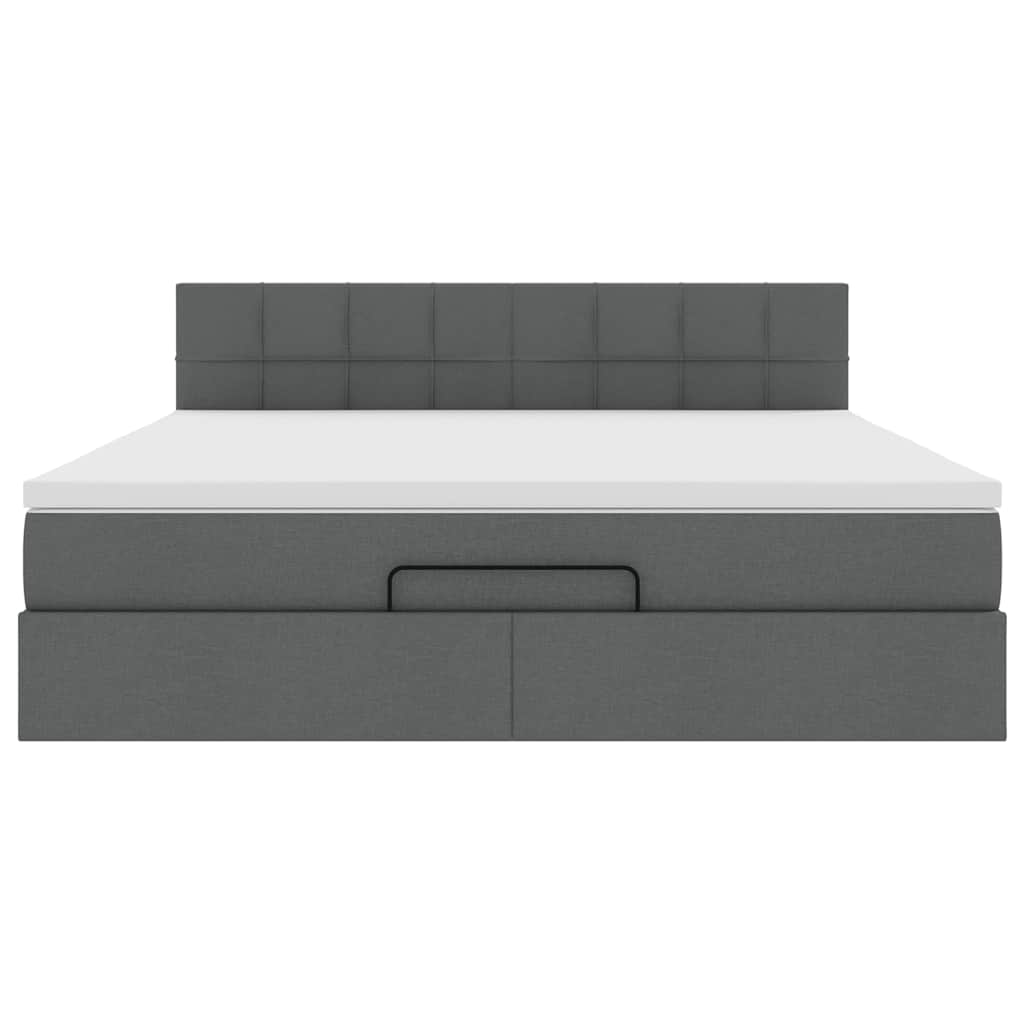 vidaXL Ottoman-Bett mit Matratze Dunkelgrau 160x200 cm Stoff