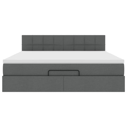 vidaXL Ottoman-Bett mit Matratze Dunkelgrau 160x200 cm Stoff