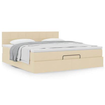 vidaXL Lit Ottoman avec matelas crème 160x200 cm Tissu