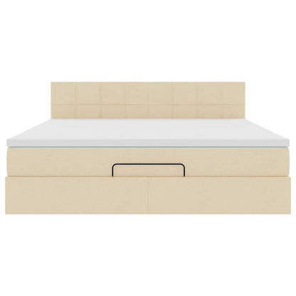 Ottoman-Bett mit Matratze Creme 160x200 cm Stoff