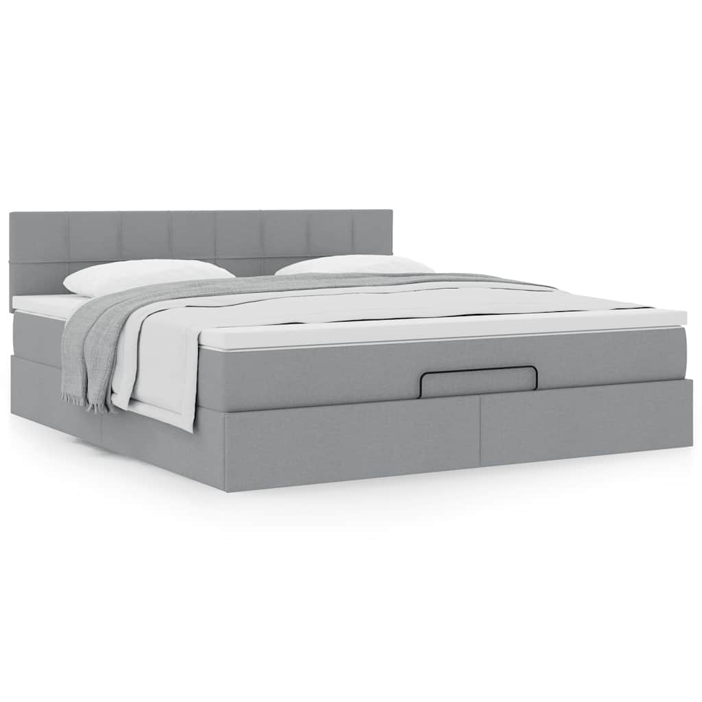 vidaXL Lit ottoman avec matelas Gris clair 180x200 cm Tissu
