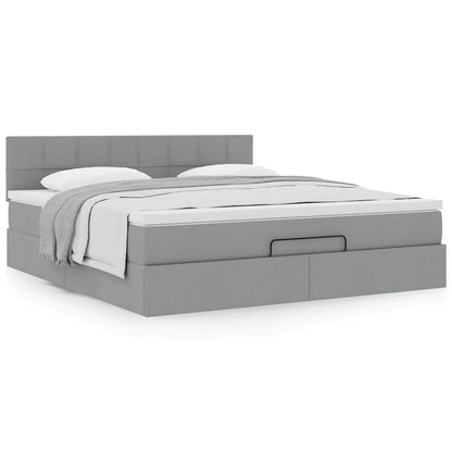 vidaXL Lit ottoman avec matelas Gris clair 180x200 cm Tissu