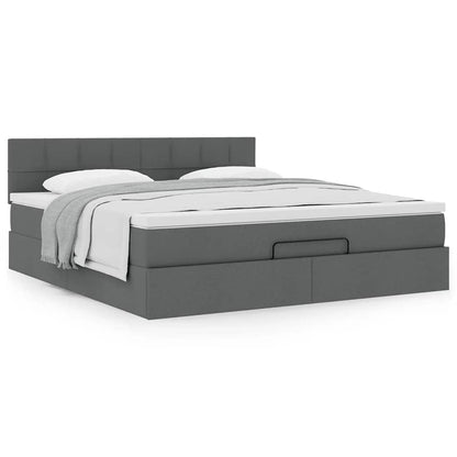 vidaXL Ottoman-Bett mit Matratze Dunkelgrau 180x200 cm Stoff