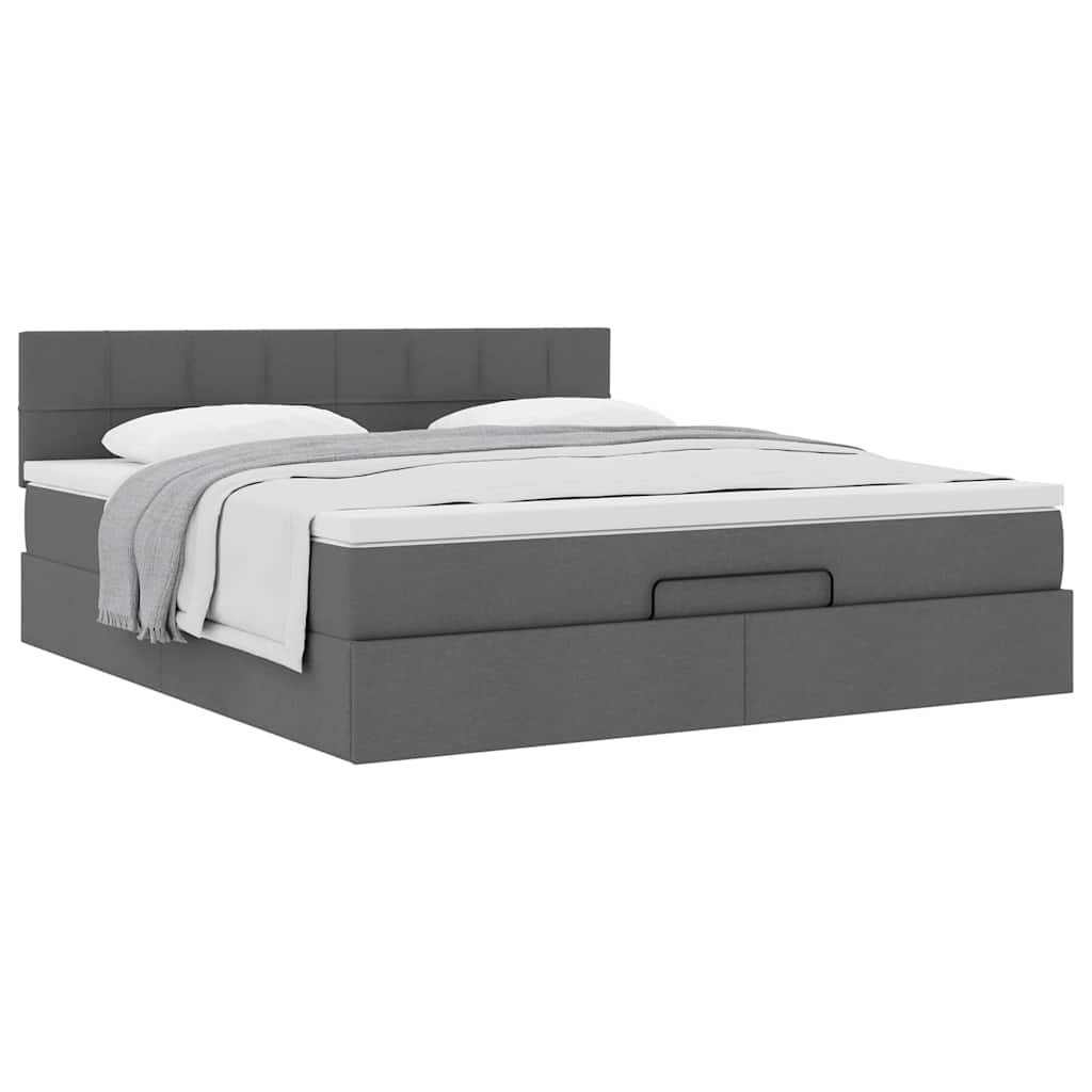 vidaXL Ottoman-Bett mit Matratze Dunkelgrau 180x200 cm Stoff