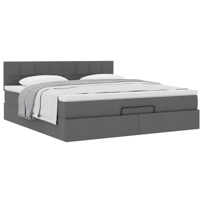 vidaXL Ottoman-Bett mit Matratze Dunkelgrau 180x200 cm Stoff