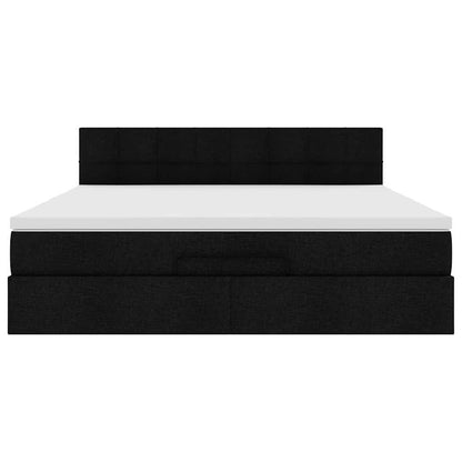 Ottoman-Bett mit Matratze Schwarz 180x200 cm Stoff