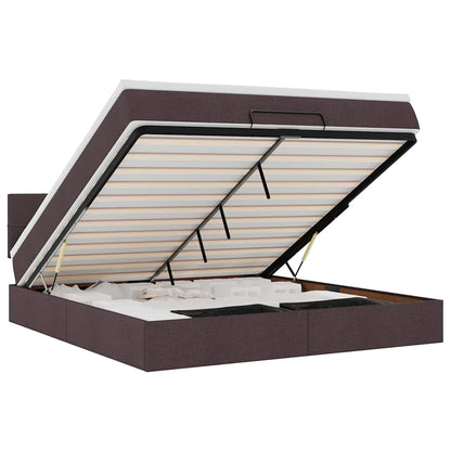 vidaXL Lit ottoman avec matelas Marron foncé 180x200 cm Tissu