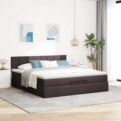 vidaXL Lit ottoman avec matelas Marron foncé 180x200 cm Tissu