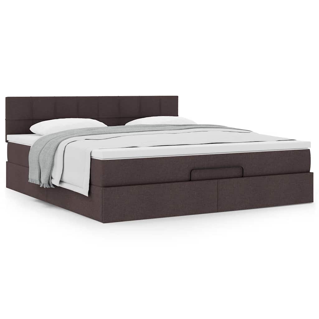 vidaXL Lit ottoman avec matelas Marron foncé 180x200 cm Tissu