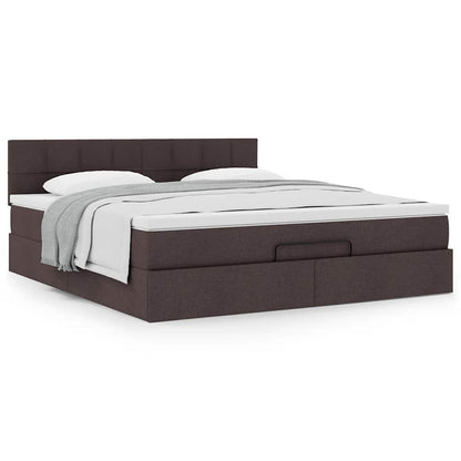 vidaXL Lit ottoman avec matelas Marron foncé 180x200 cm Tissu